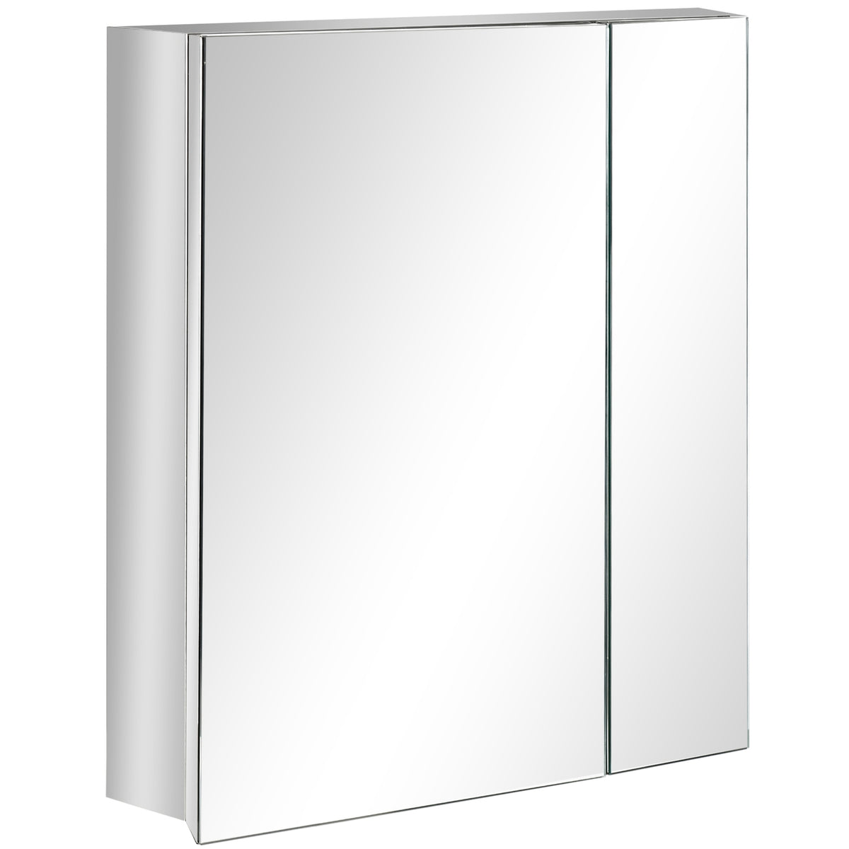 Mirror Cabinet Bathroom Mirror Cabinet With 3 Inner Shelves, Double Door Wall Cabinet, Wall Cabinet For Bathroom, Silver, 54X13X60Cm