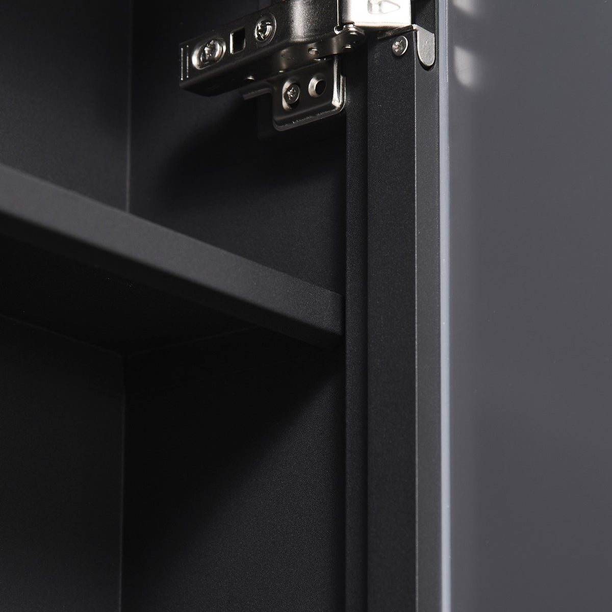 Mirror Cabinet Modern Wall Cabinet With Mirror & 3 Layers, Black, For Bathroom, 40X15X60 Cm