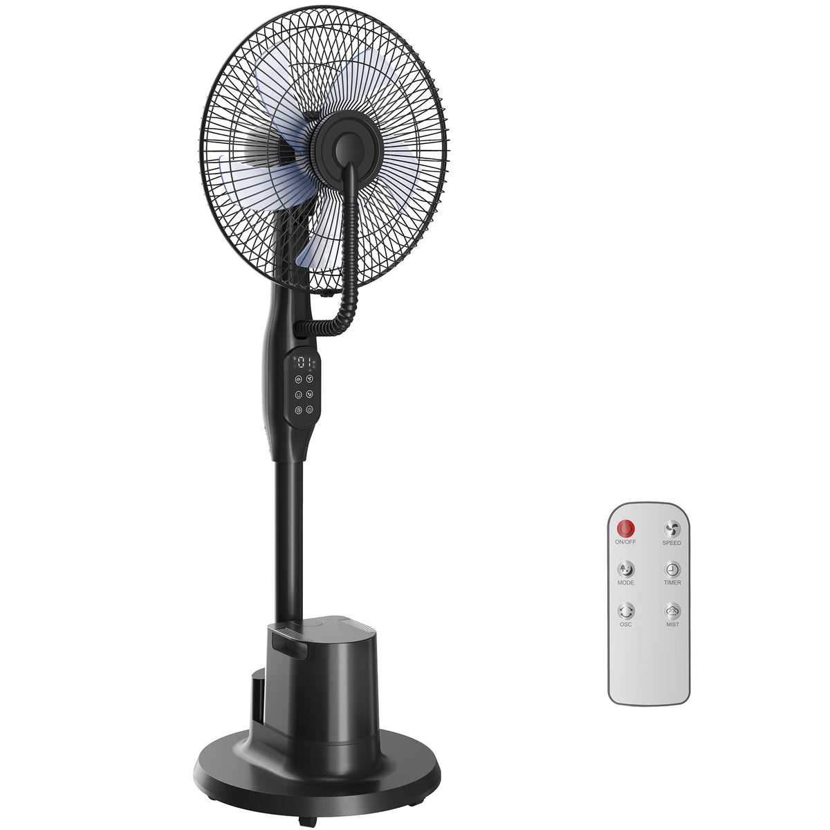 Misting Pedestal Fan, 70 Oscillation, 3 Speeds, 3.5L Tank