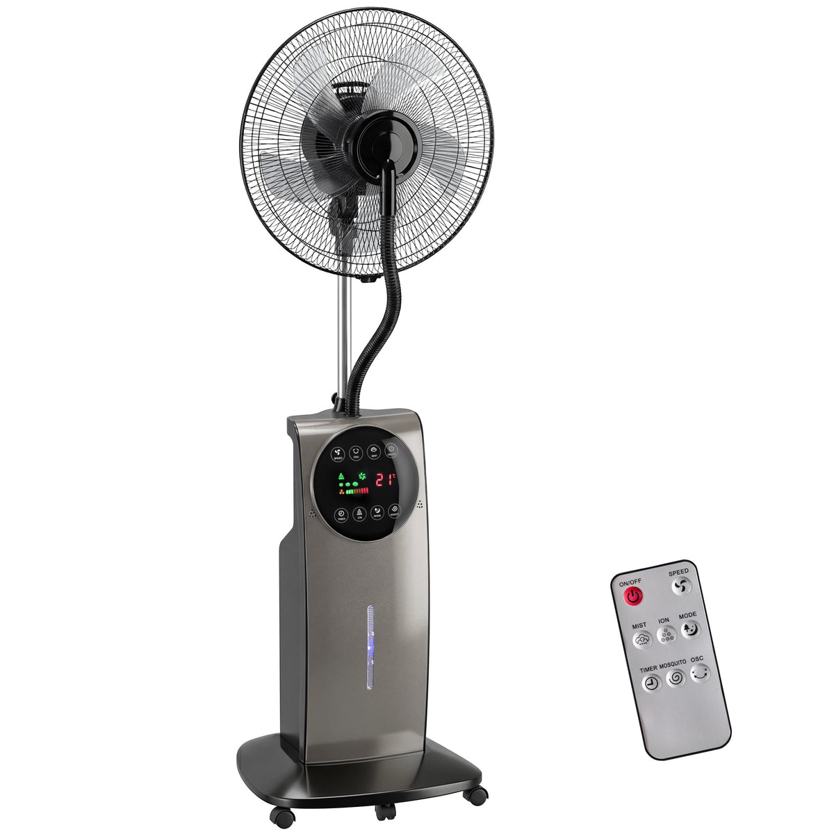 Misting Pedestal Fan with Remote, 3 Speeds, 3.1L Tank