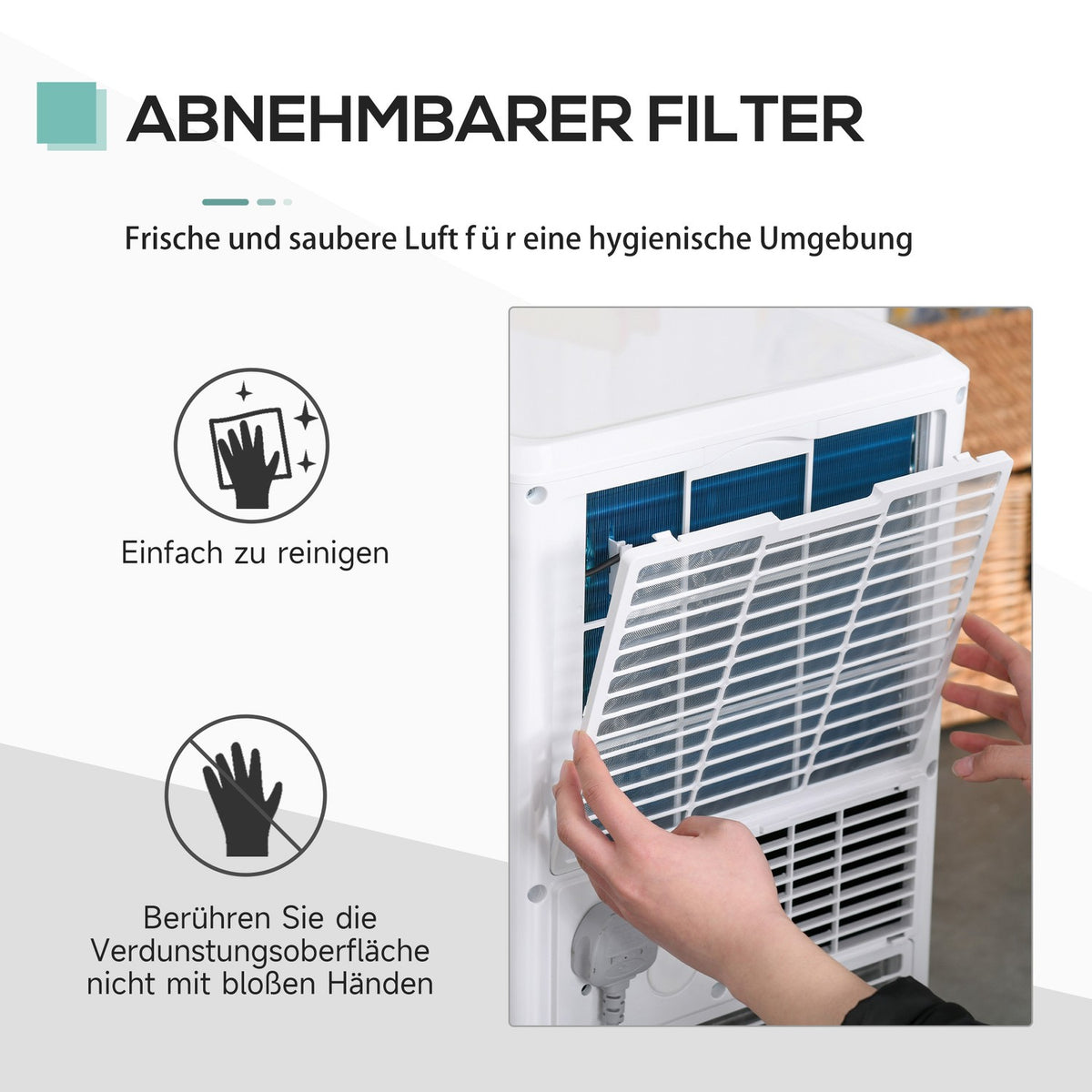Mobile Air Conditioner 2.1 Kw 3-In-1 Air Conditioner Cooling Dehumidification And Ventilation 12-18㎡ 24H Timer With Remote Control 2 Speed Levels