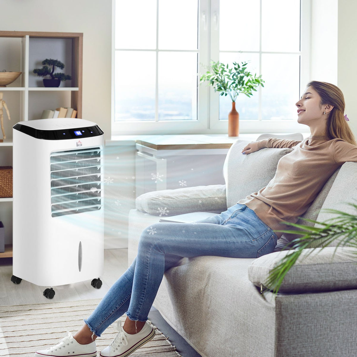 Mobile Air Conditioning With Air Humidification Water Cooling Air Conditioner Air Cooler 8H Timer Remote Control Usage Space 20㎡ 600W Abs 38.2X31.6X76Cm