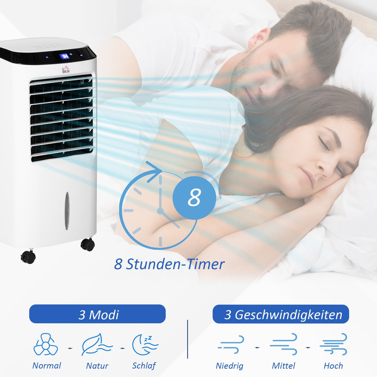Mobile Air Conditioning With Air Humidification Water Cooling Air Conditioner Air Cooler 8H Timer Remote Control Usage Space 20㎡ 600W Abs 38.2X31.6X76Cm