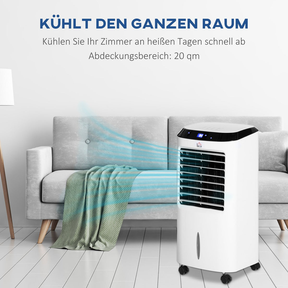 Mobile Air Conditioning With Air Humidification Water Cooling Air Conditioner Air Cooler 8H Timer Remote Control Usage Space 20㎡ 600W Abs 38.2X31.6X76Cm