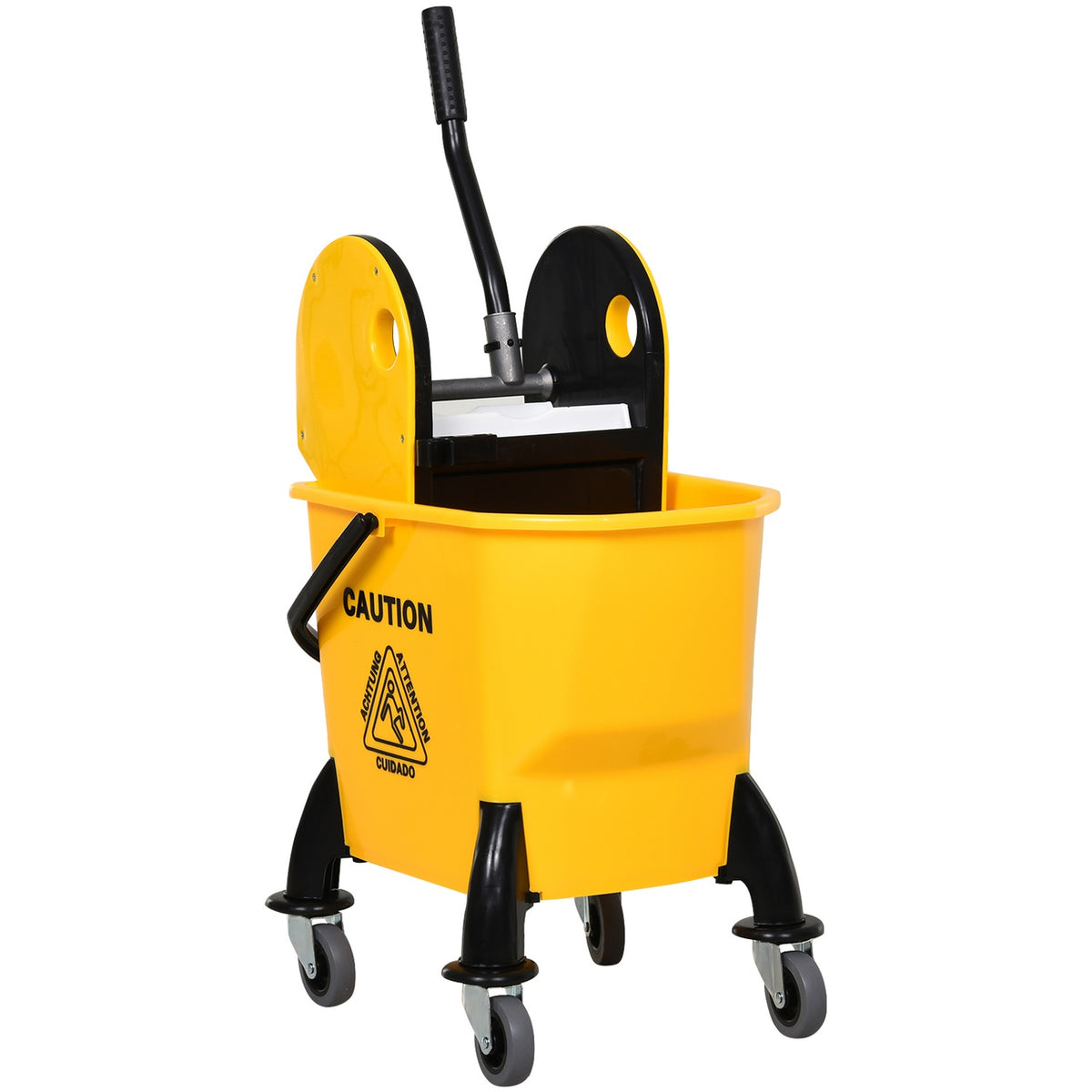 Mobile Bucket Cleaning Trolley With Wringing Device, 26 Liters, Yellow, 44X36X90Cm, Light And Efficient