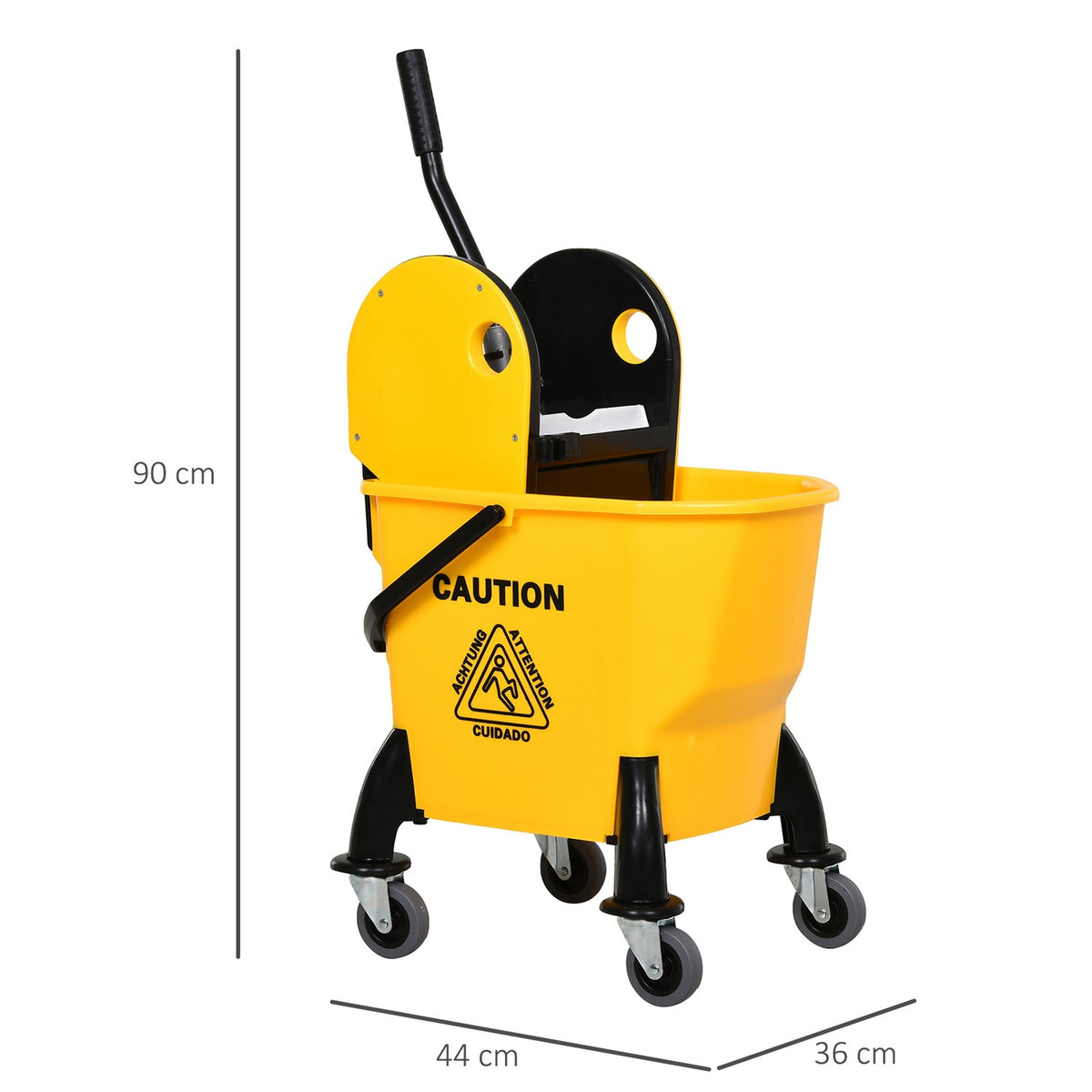 Mobile Bucket Cleaning Trolley With Wringing Device, 26 Liters, Yellow, 44X36X90Cm, Light And Efficient