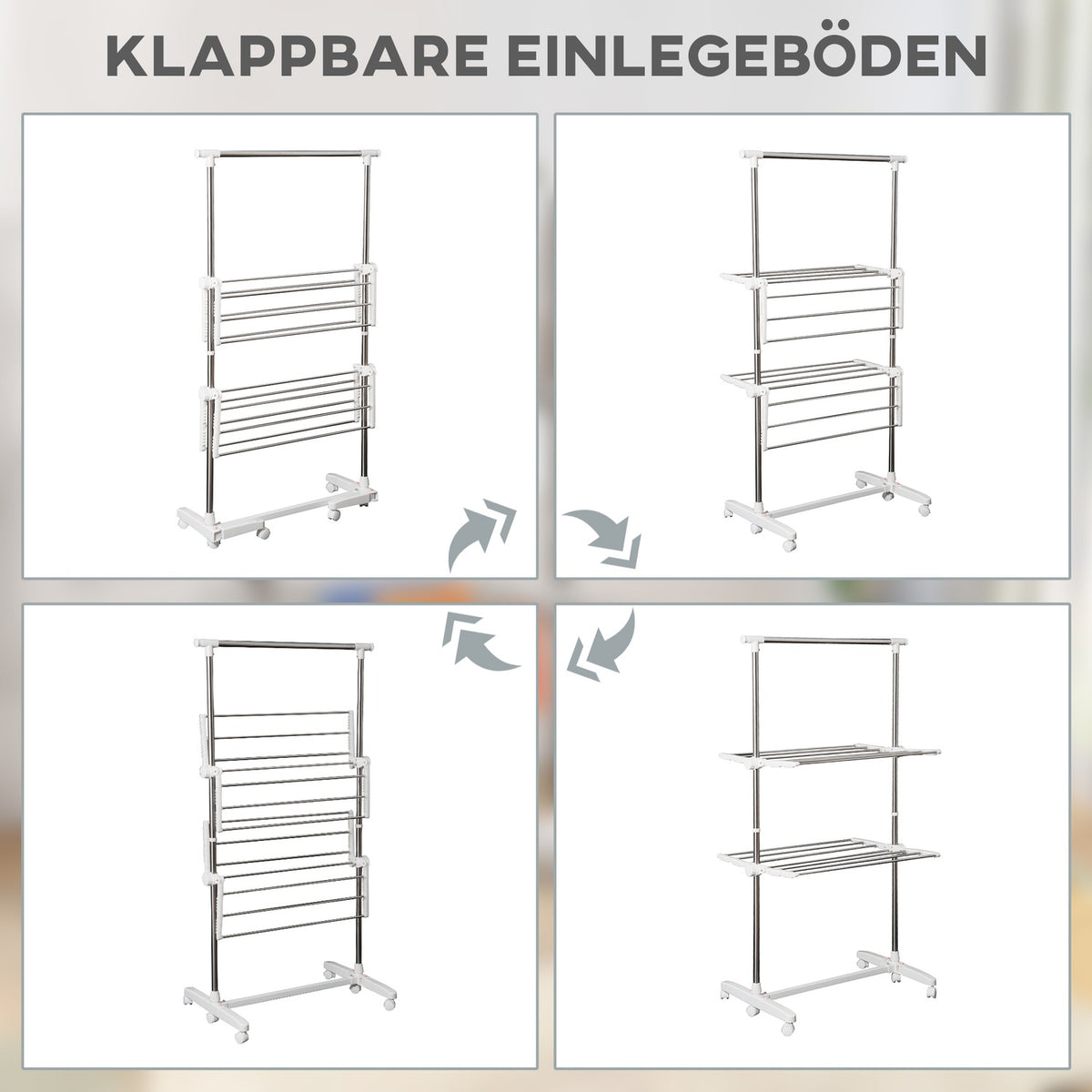 Mobile Clothes Airer Tumble Dryer Tower Side Wings Foldable On 2 Levels (2 Levels)