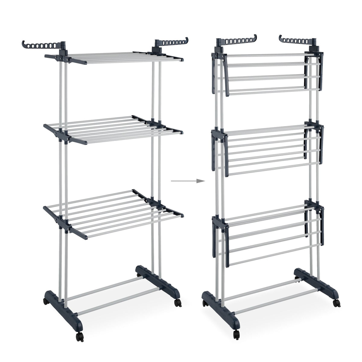 Mobile Clothes Airer with Wheels, Folding Wings