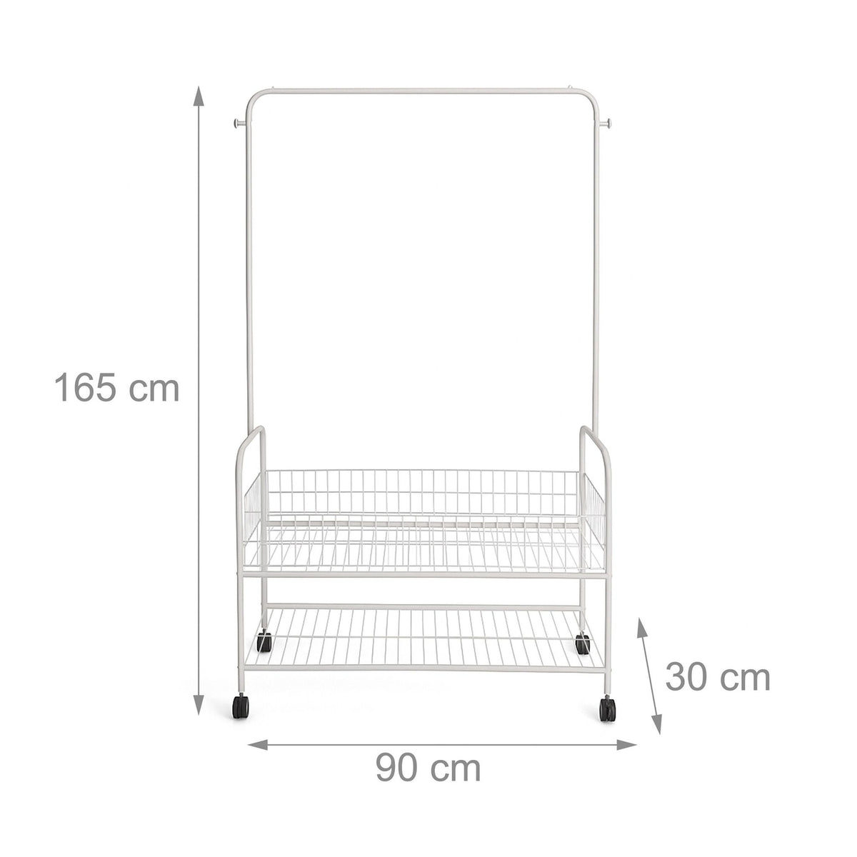 Mobile Clothes Rack with 2 Shelves – Sturdy & Portable