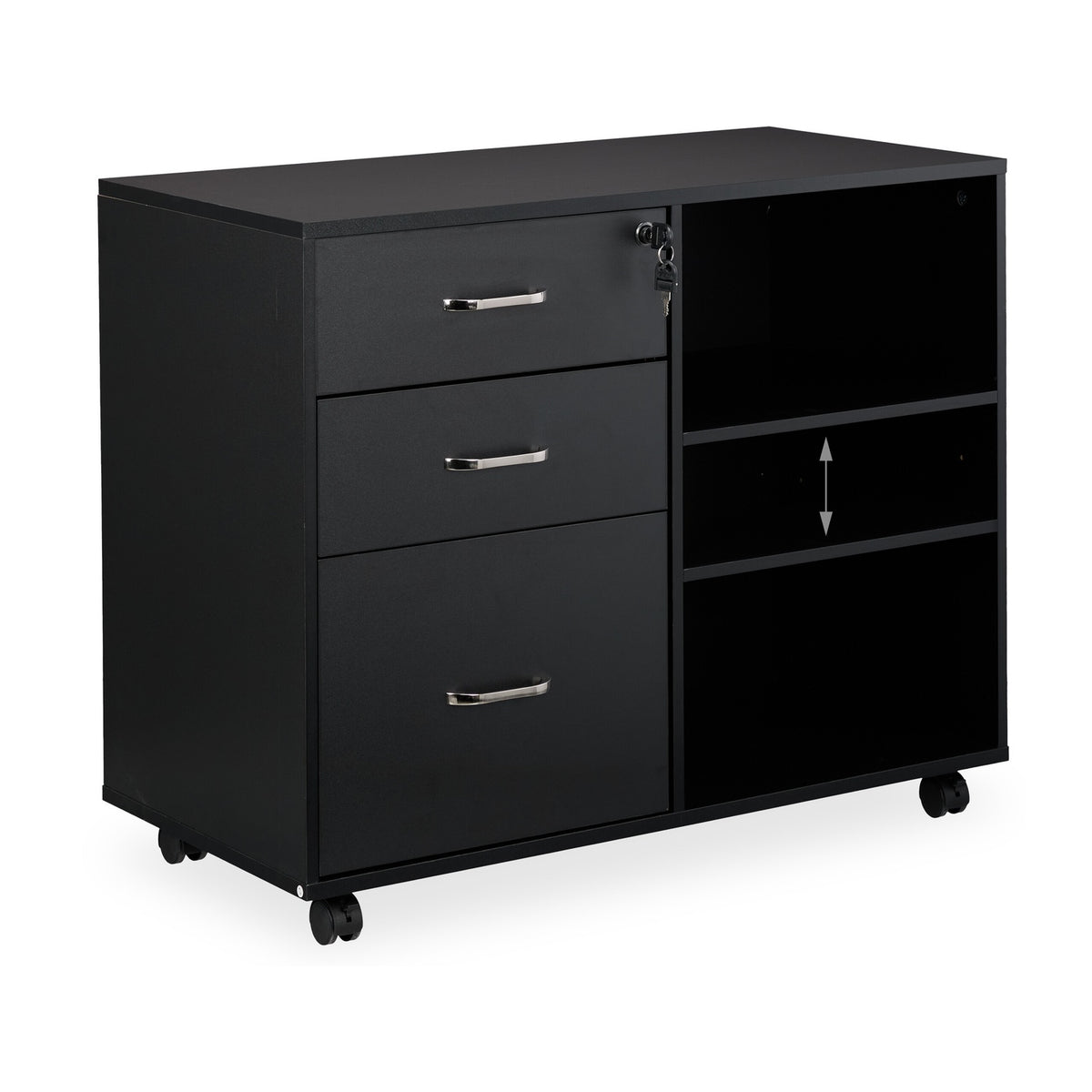 Mobile File Cabinet with 3 Drawers and File Storage