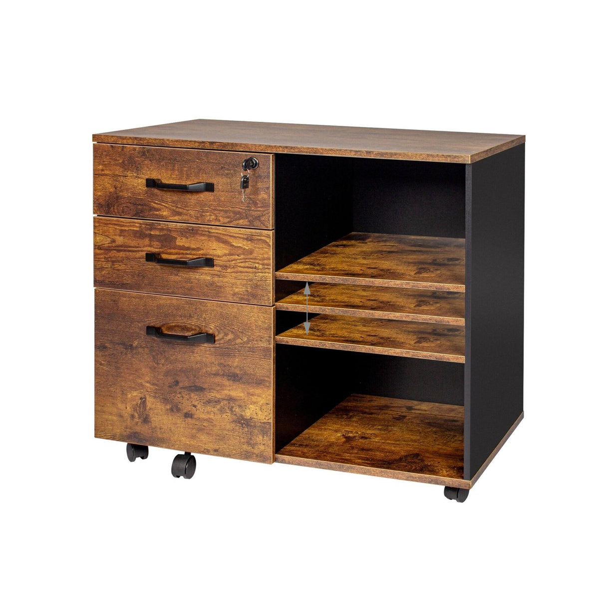 Mobile File Cabinet with 3 Drawers and Wheels