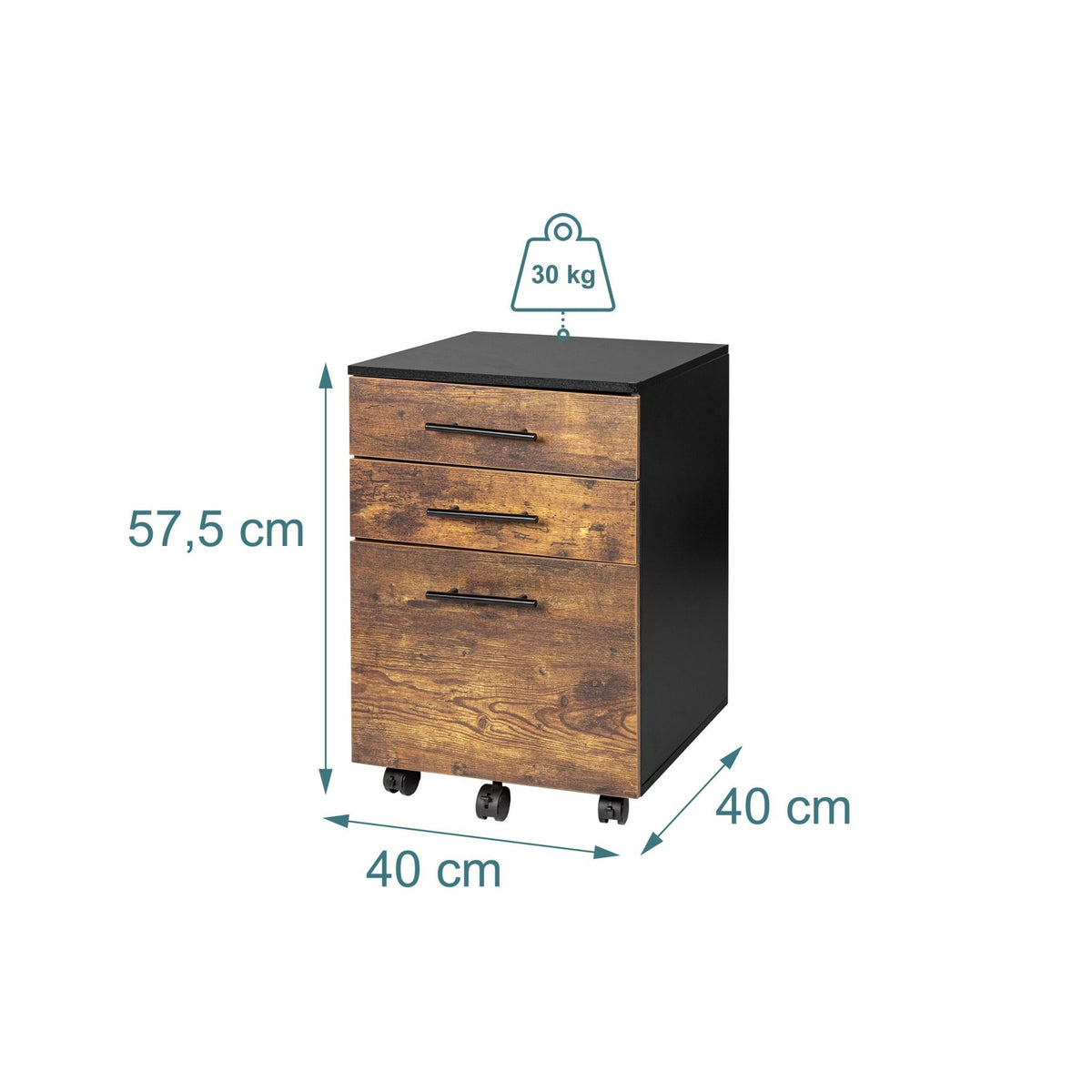 Mobile Filing Cabinet with Hanging File Drawer