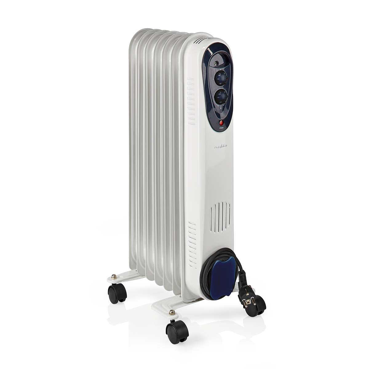 Mobile Oil Radiator | 600 / 900 / 1500 W | 7 Fins | Adjustable thermostat | 3 Heat Settings | Fall over protection | White