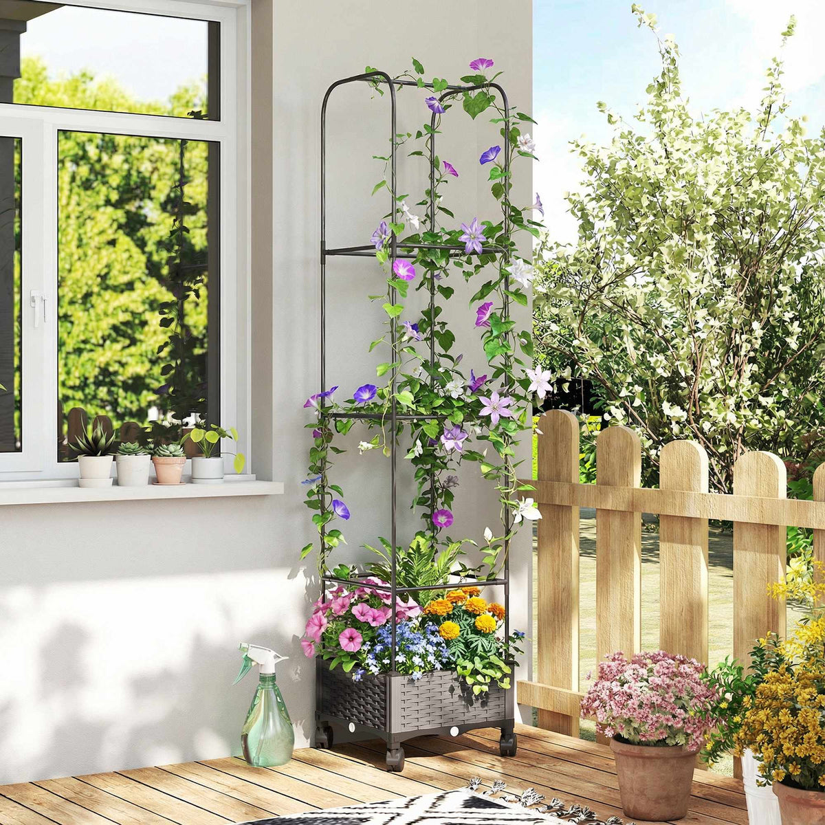 Mobile Planter Box with Trellis, 185cm, 24L Capacity