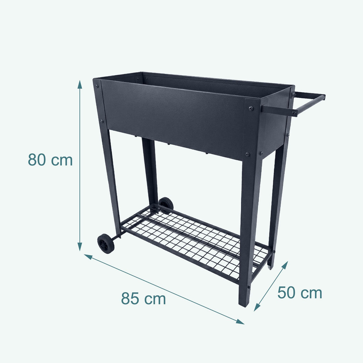 Mobile Raised Garden Bed With Wheels and Storage Shelf