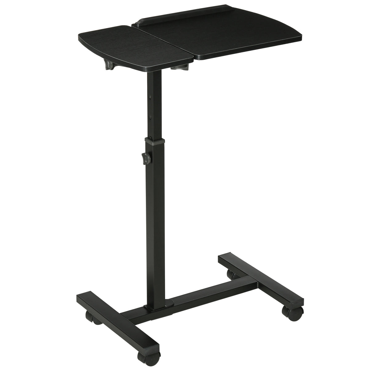 Mobile Side Table Laptop Stand With Wheels, Height Adjustable & Rotatable, Black, 58 X 34 X 72-90 Cm