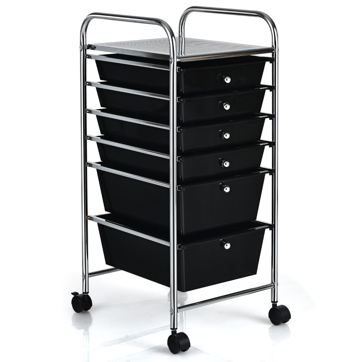 Mobile Storage Cart with 6 Stackable Drawers, Metal Frame