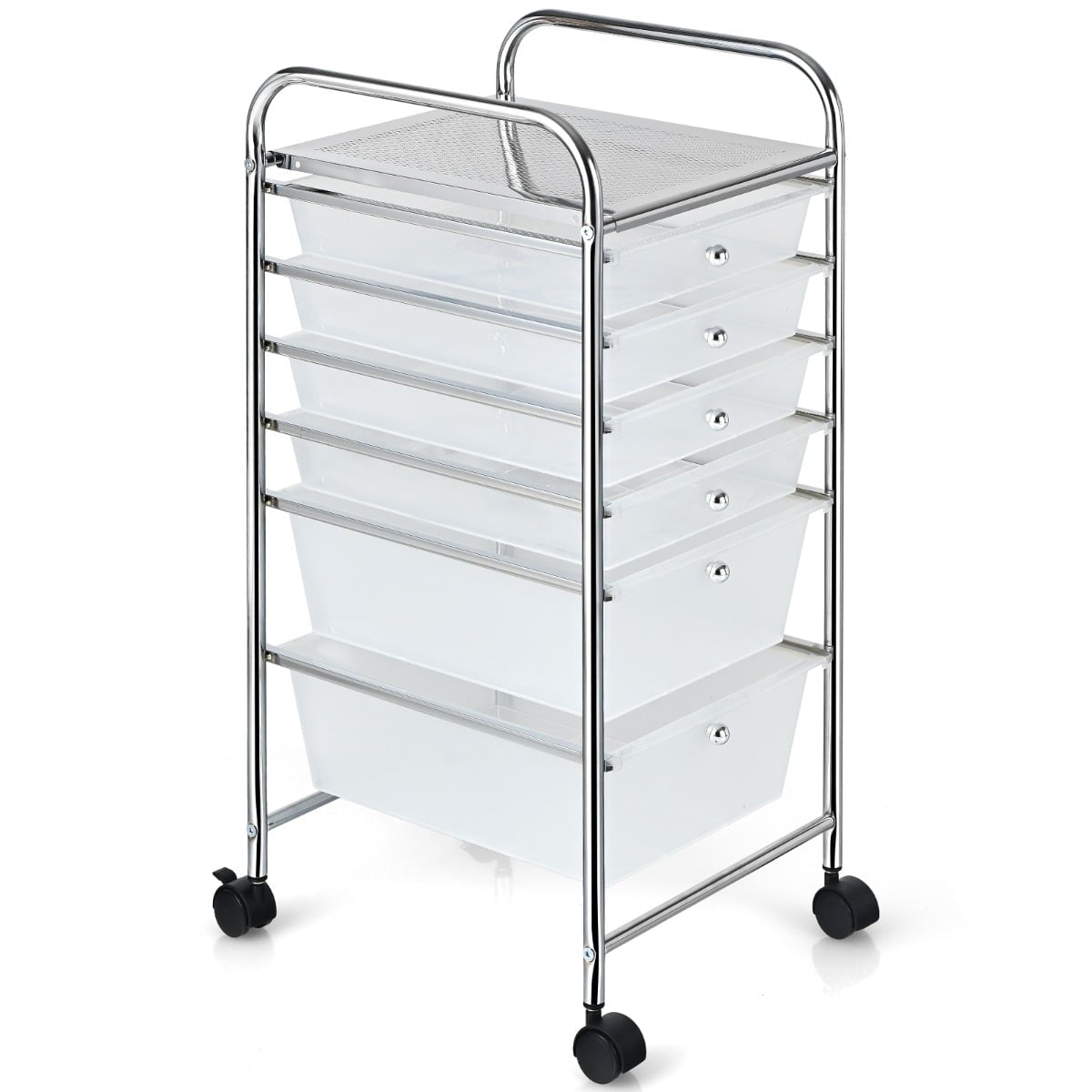 Mobile Storage Cart with 6 Stackable Drawers, Metal Frame