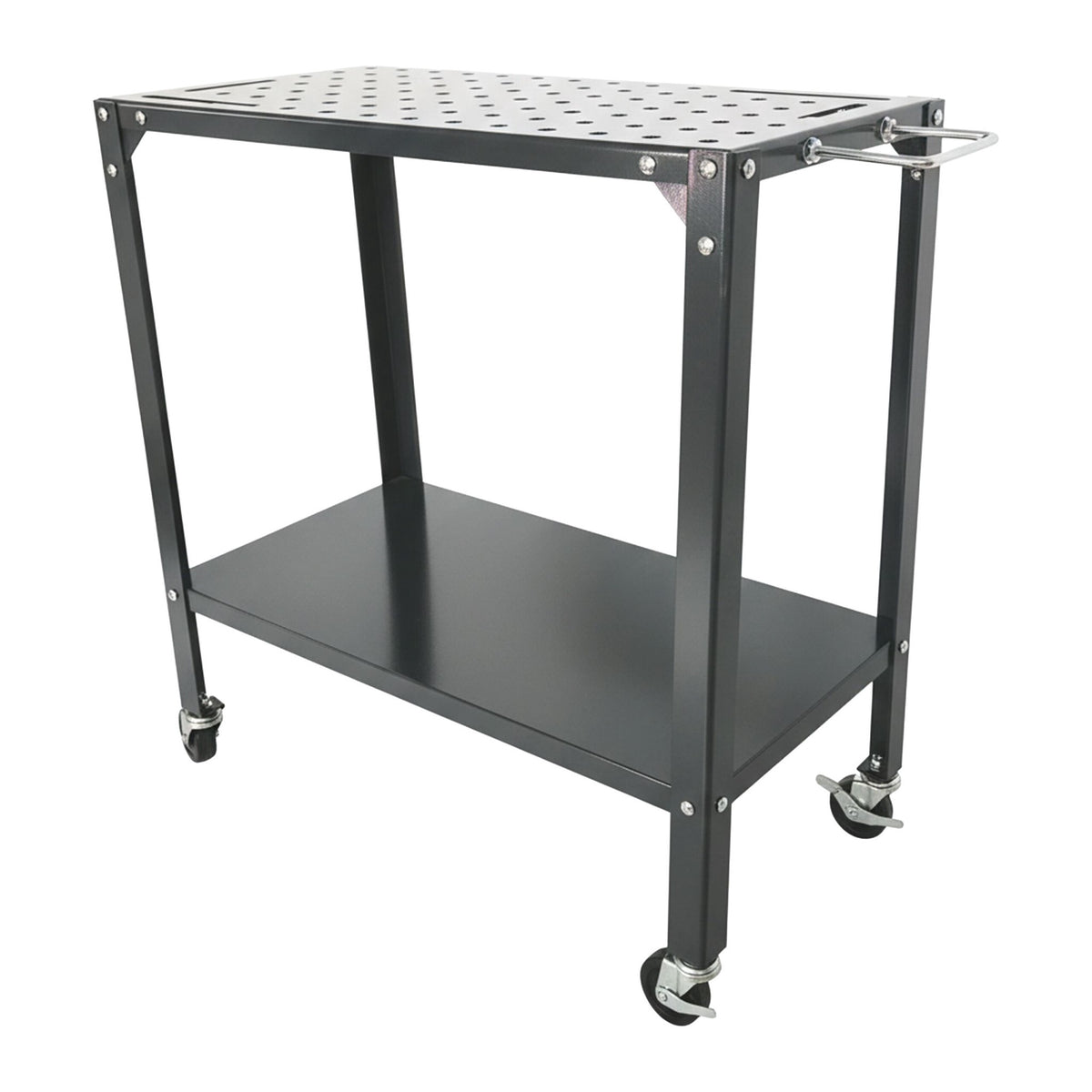 Mobile Welding Table with Perforated Top and Shelf