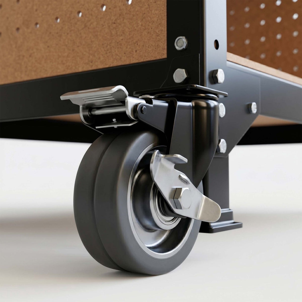 Mobile Workbench With Castors – Height Adjustable, Pegboard