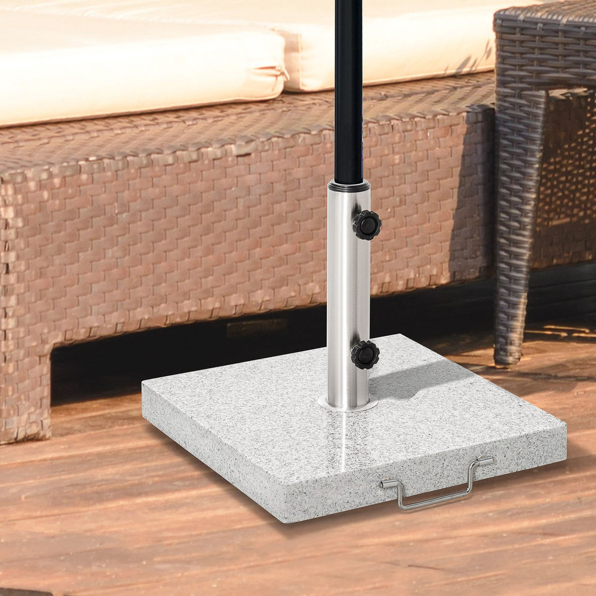Mobile parasol stand 28kg marble stainless steel 42x42x36cm stable umbrella base for garden & terrace