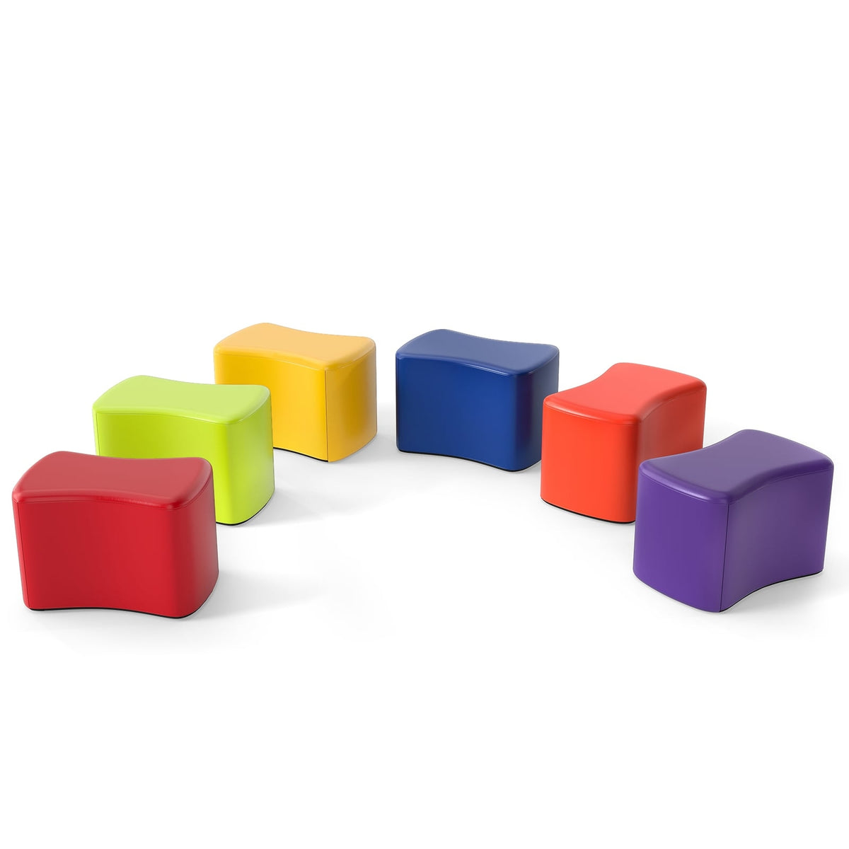 Modular Children's Stools, 6 Colorful Faux Leather Covers