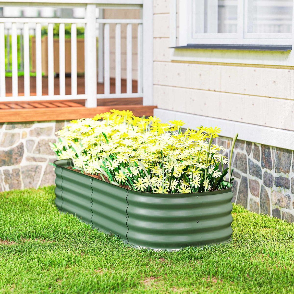 Modular Raised Garden Bed, Metal, Open Base, 150x62x30 cm