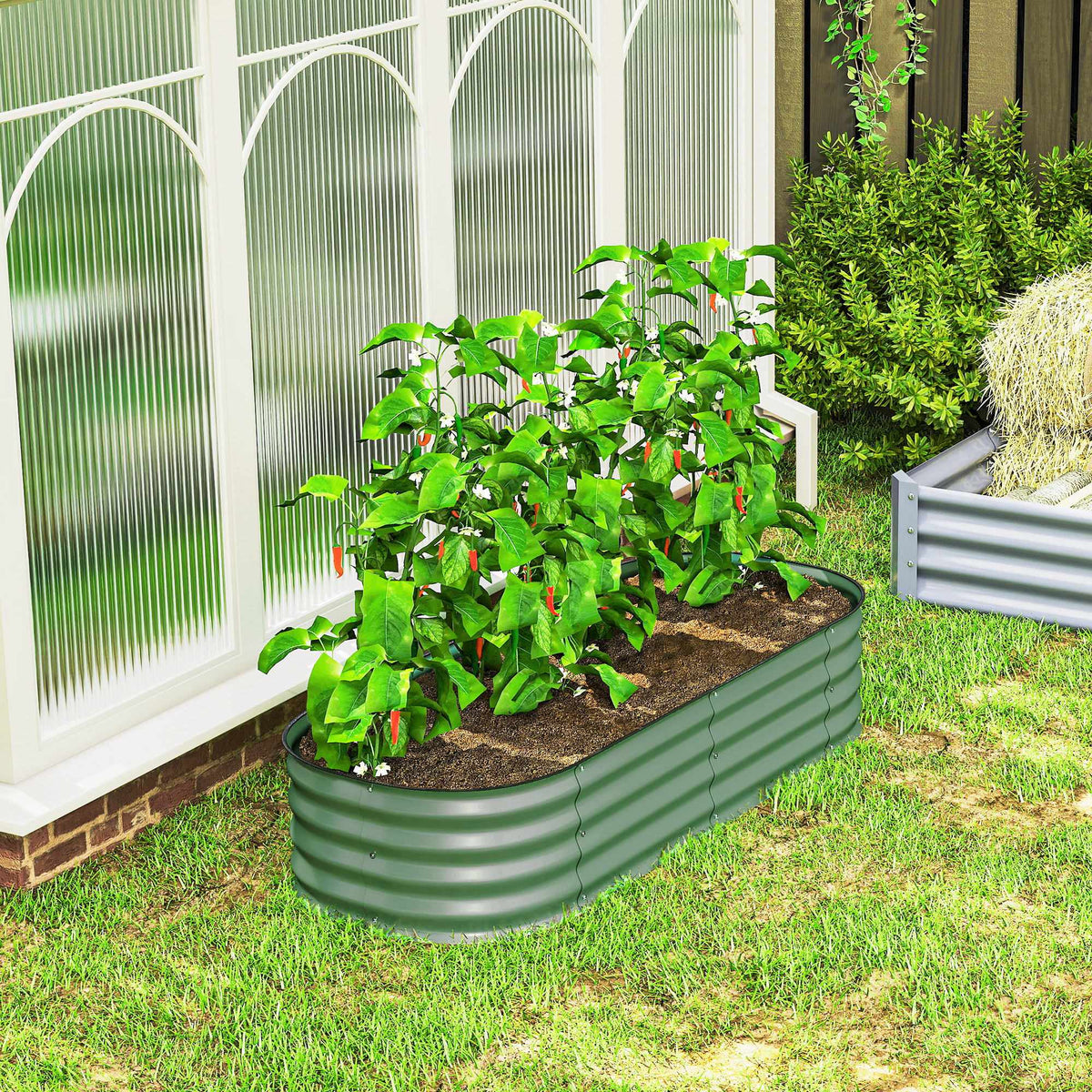 Modular Raised Garden Bed, Metal, Open Base, 150x62x30 cm