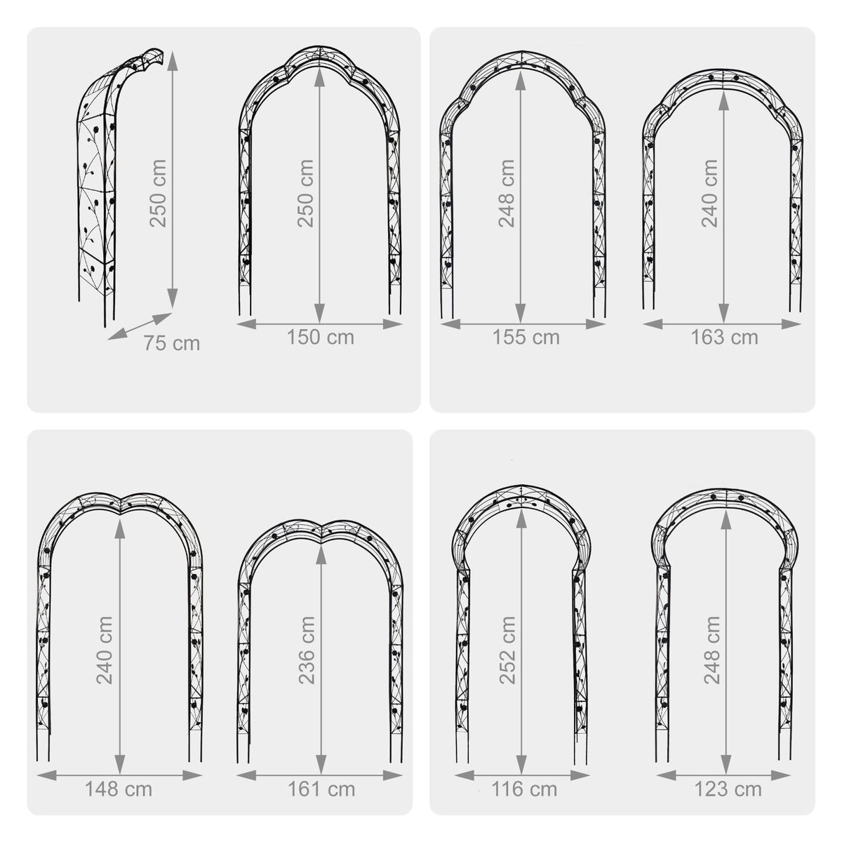 Modular Rose Arch, Metal Climbing Plant Support, 8-in-1