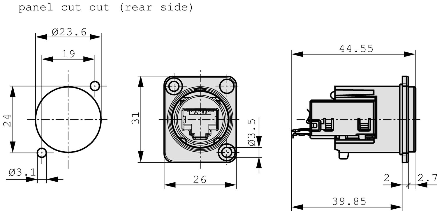 Modular device RJ 45 Nickel