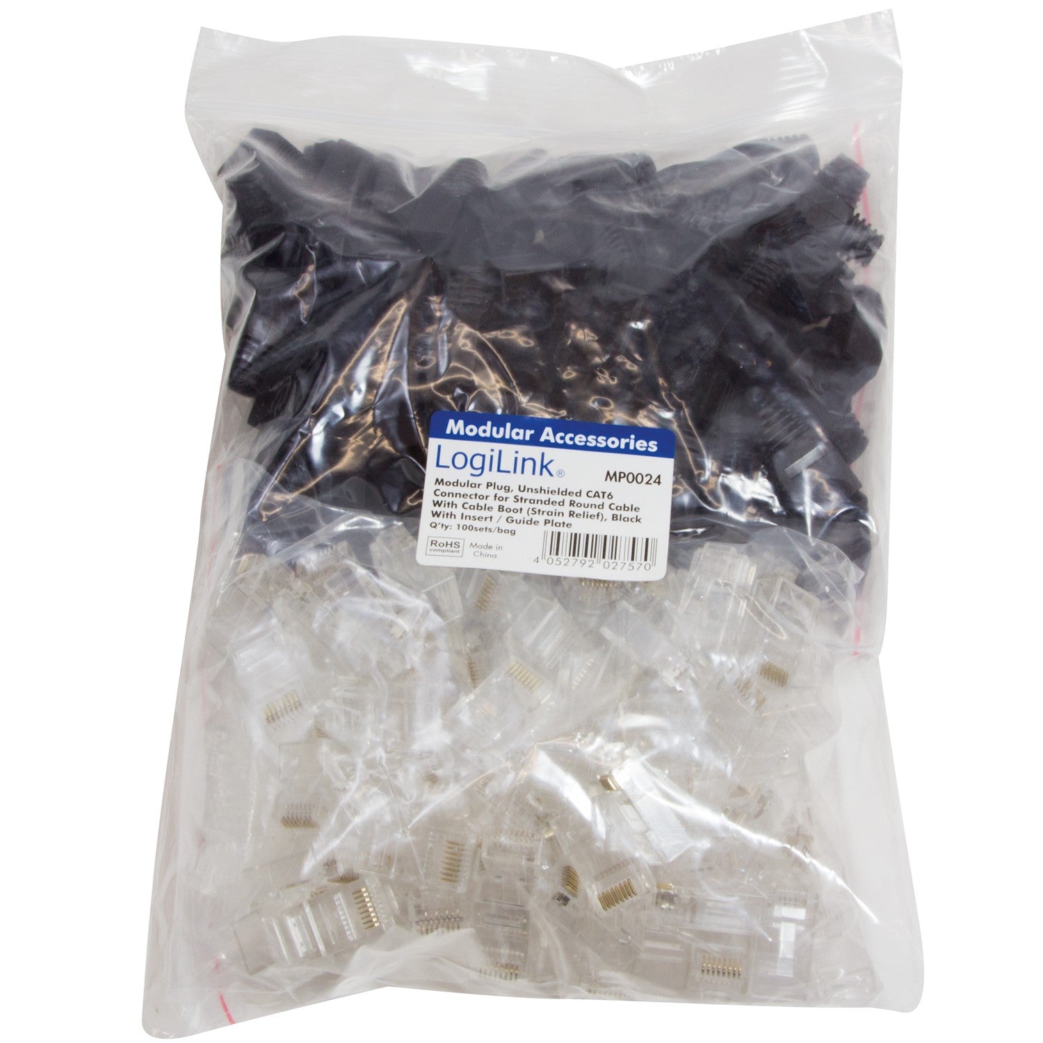Modular plug + Bend protection Cat6 Unshielded 100+100 pcs