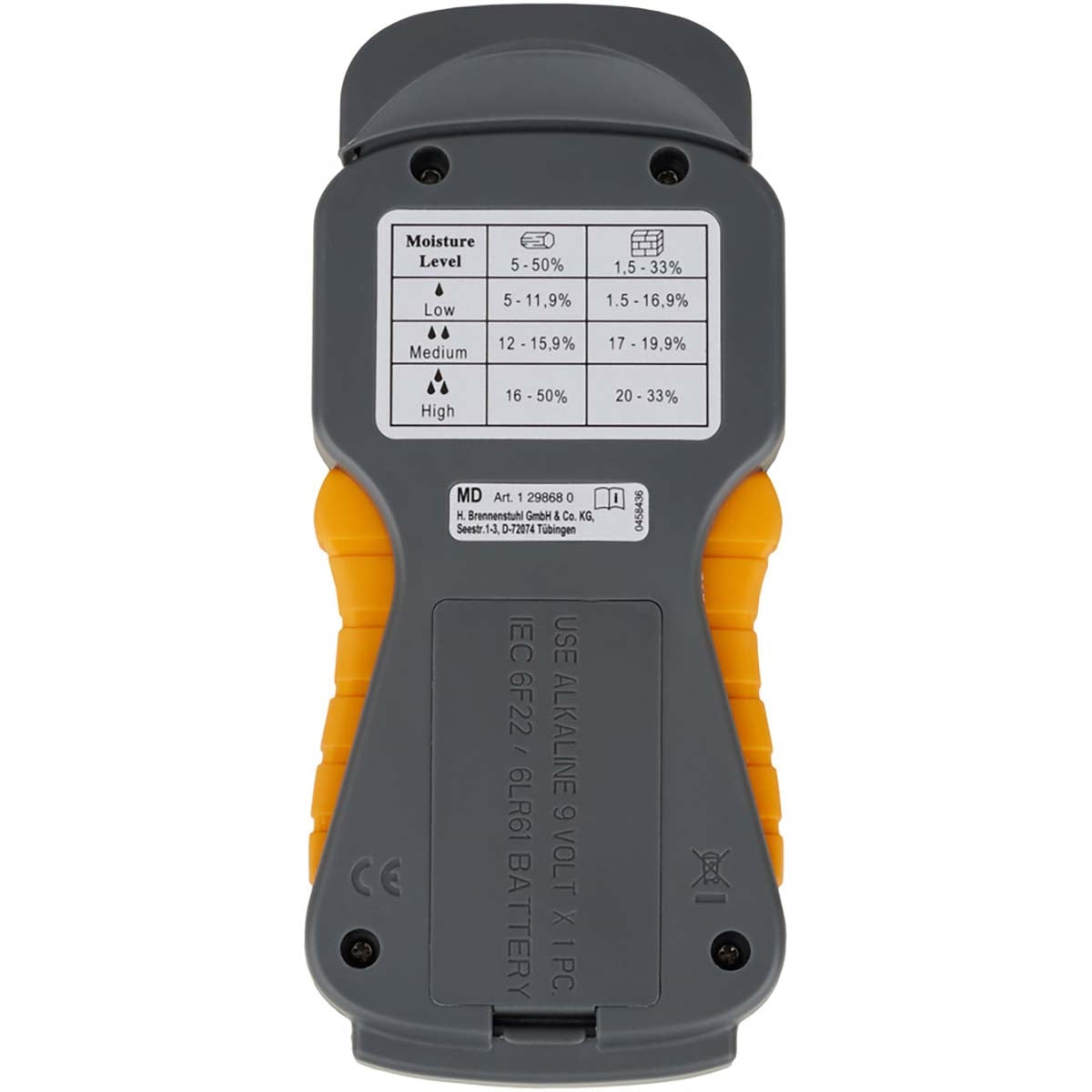 Moisture meter for wood / walls / building materials with LCD display anthracite / yellow