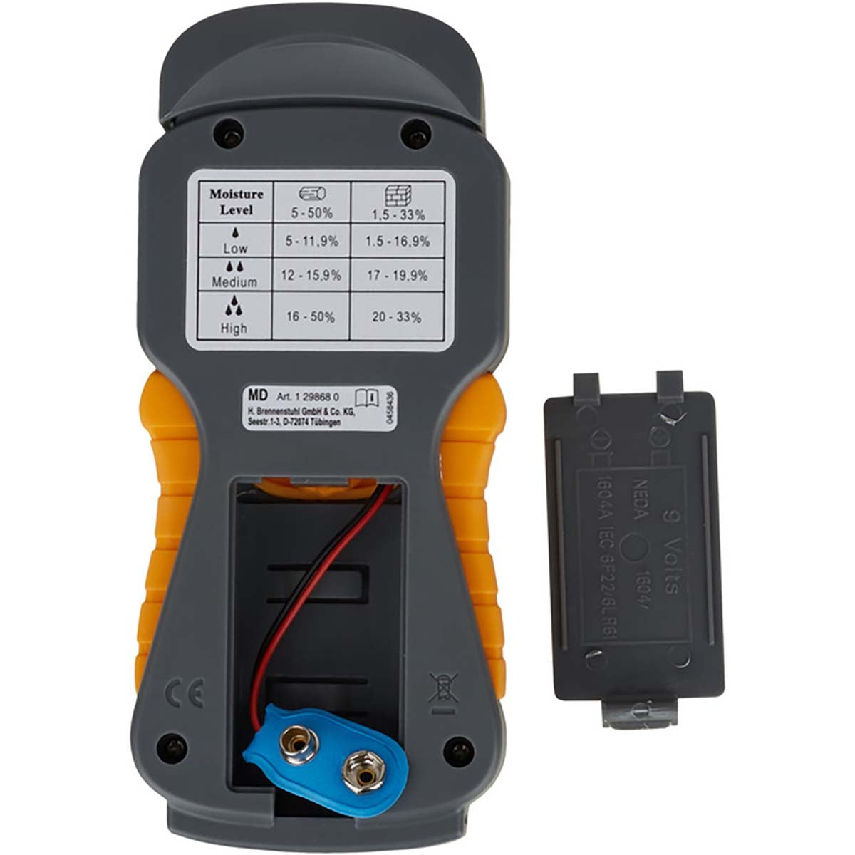 Moisture meter for wood / walls / building materials with LCD display anthracite / yellow