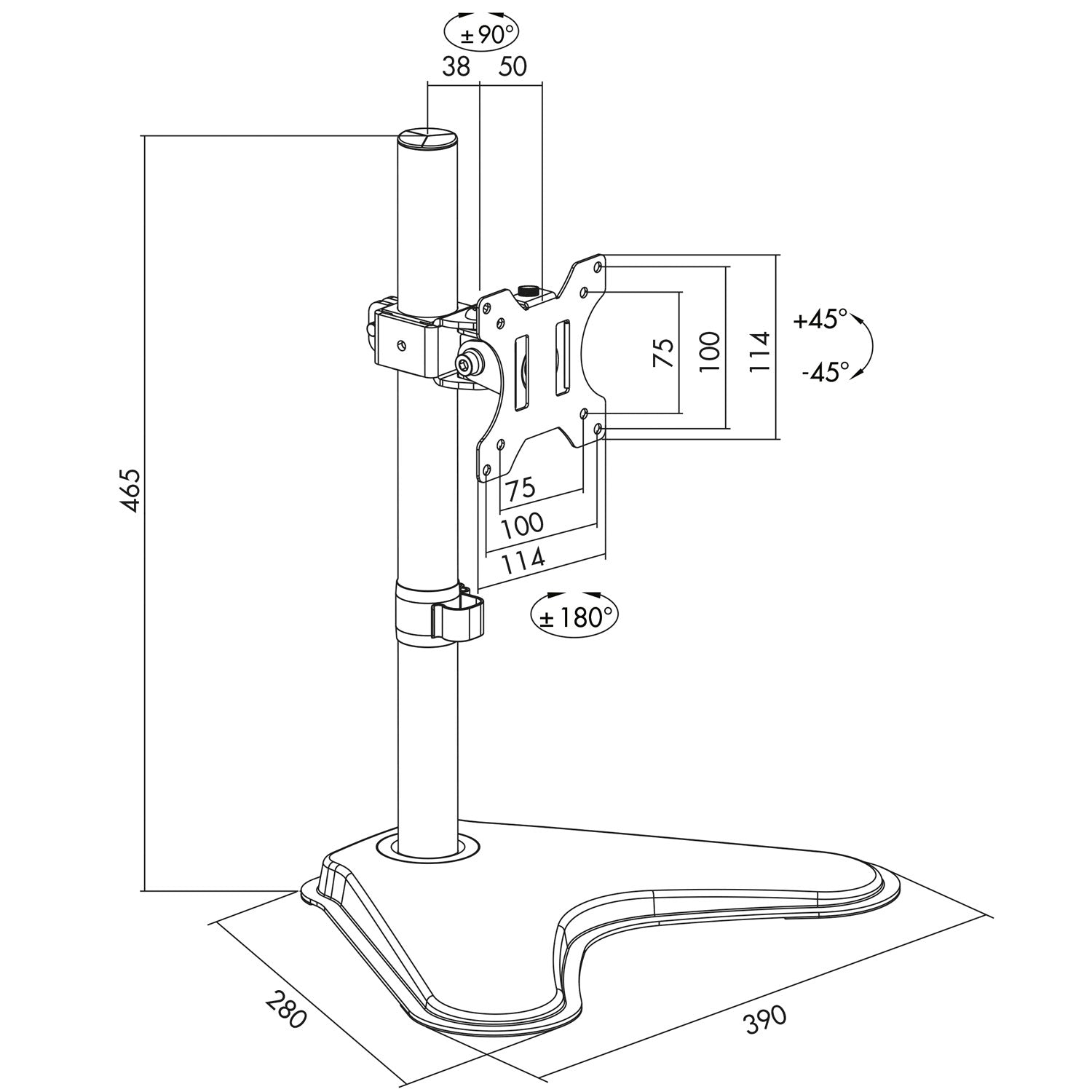 Monitor Stand/Foot Single 13-32"
