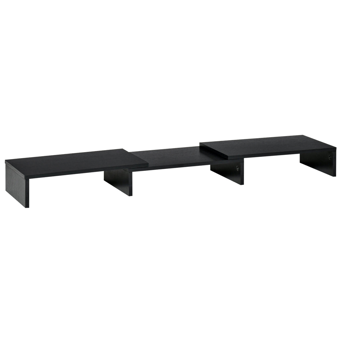 Monitor Stand Length & Angle Adjustable, Double Screen Stand, Wooden Shelf, 80-117X23.5X10Cm