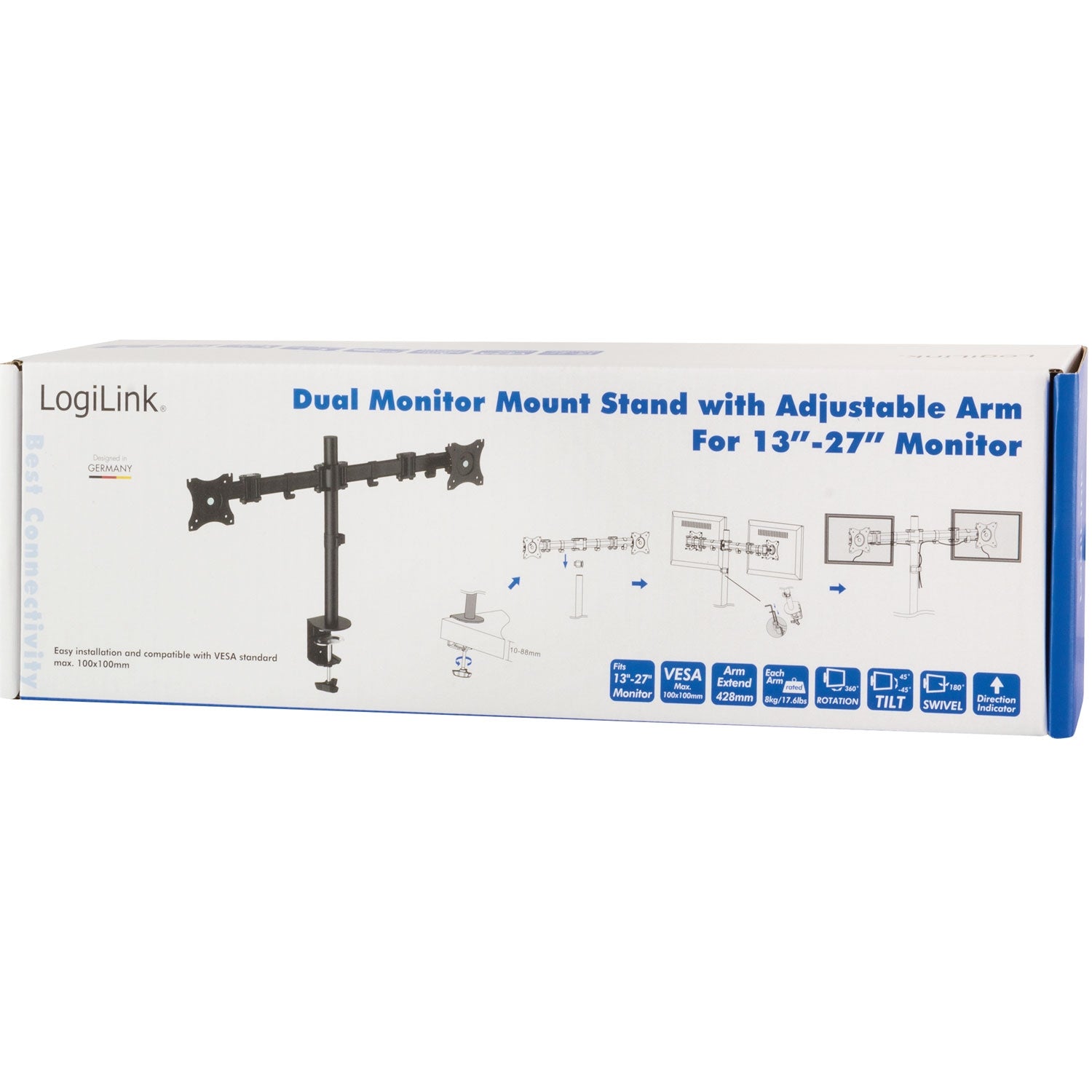 Monitor arm double 13-27" 428mm