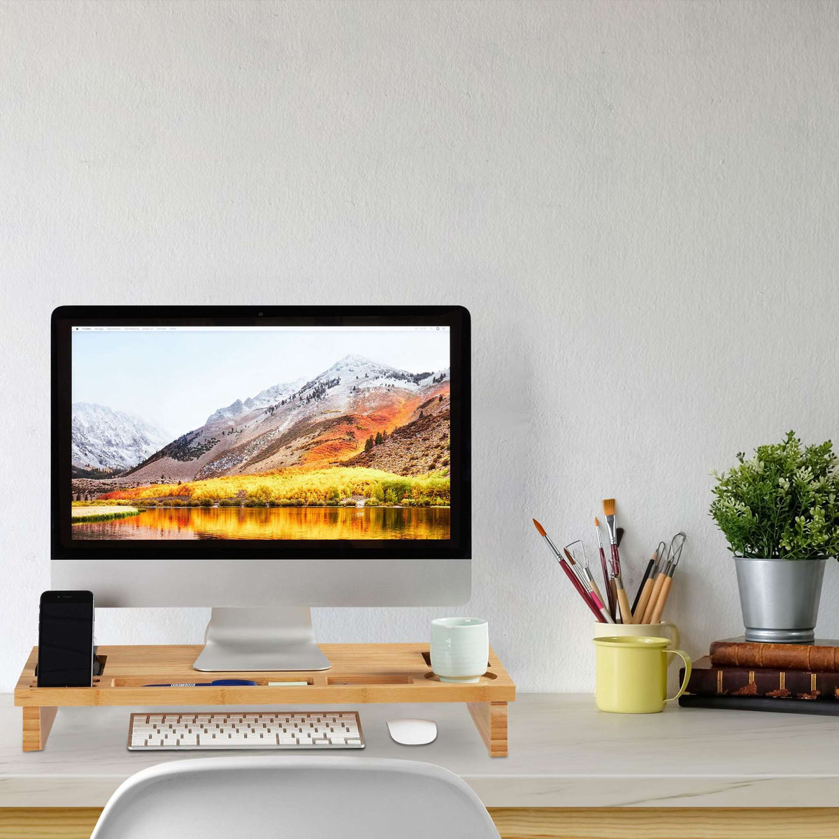 Monitor stand in bamboo