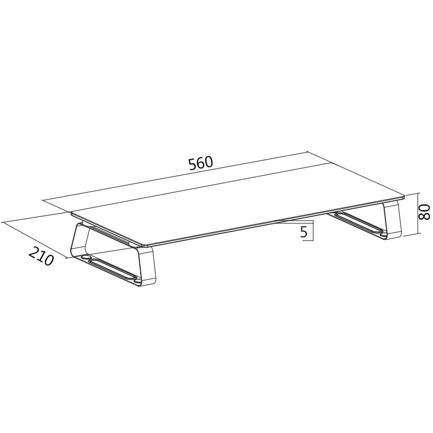 Monitor stand in glass/metal