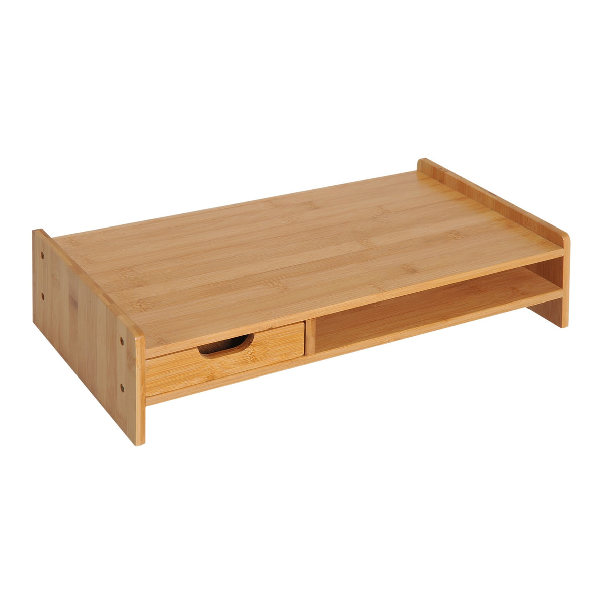 Monitor stand screen stand desk organizer, with drawers, natural, L49xW25.5xH11.5cm