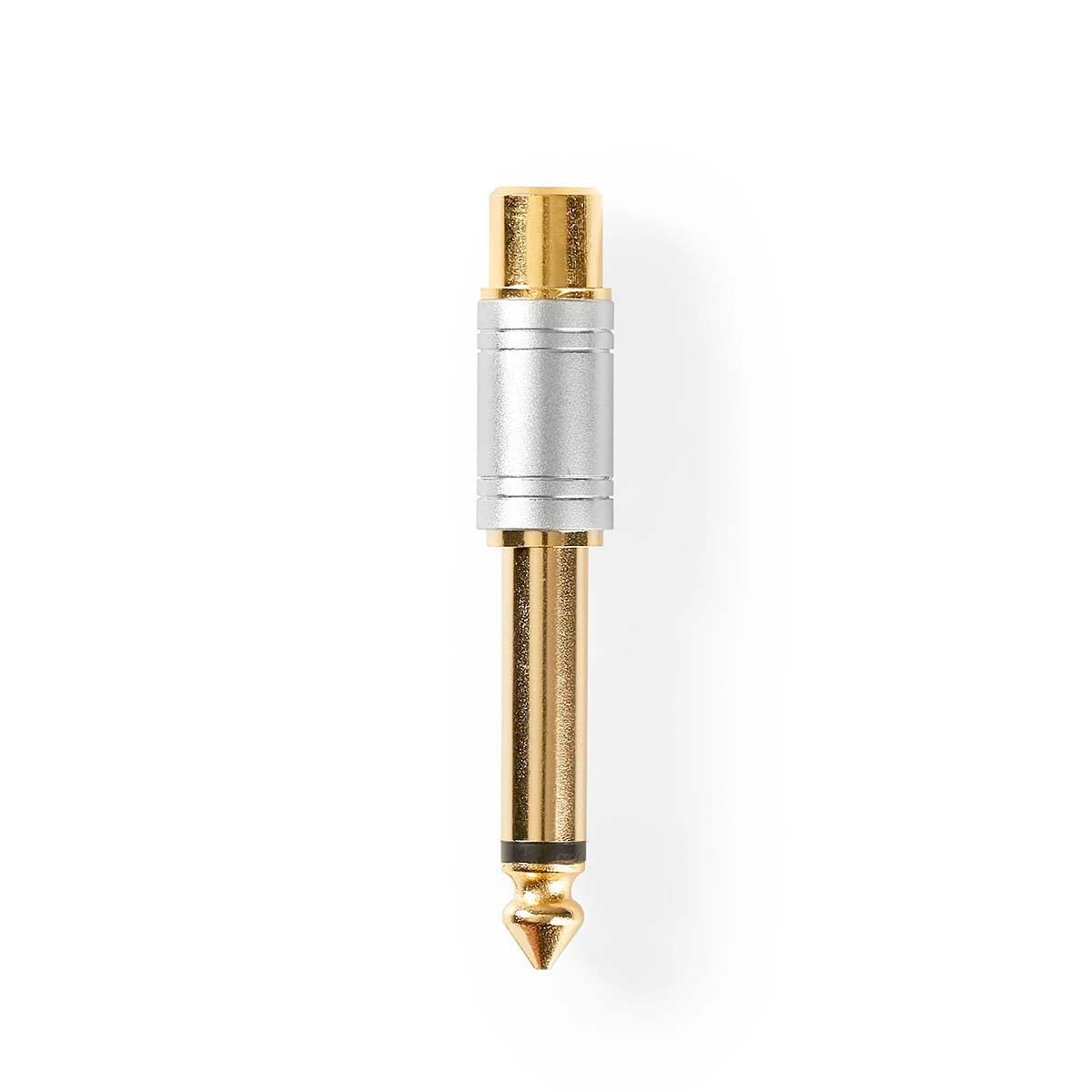 Mono Audio Adapter | 6.35 mm Male | RCA Female | Gold Plated | Straight | Metal | Silver | 1 pc. | Box