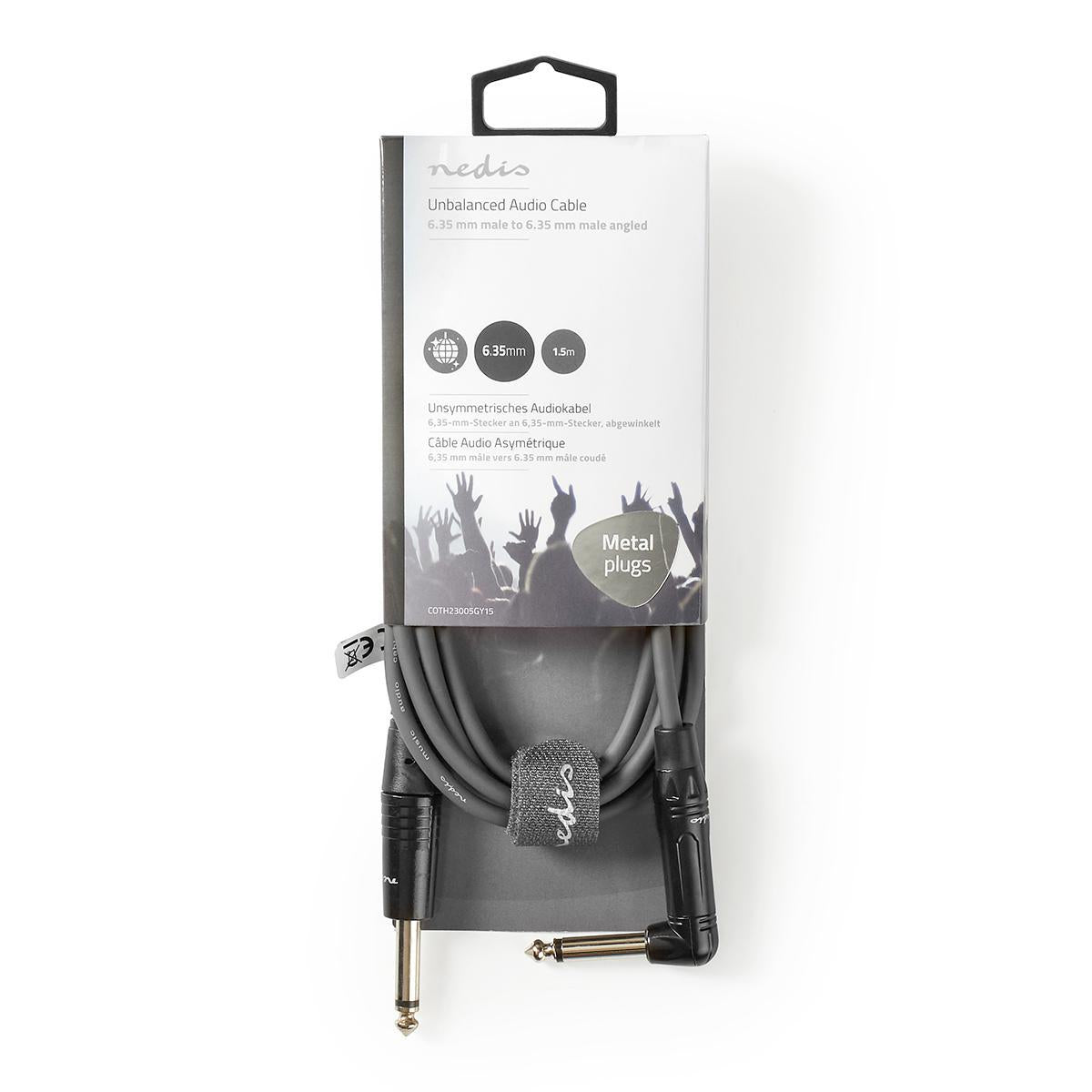 Mono audio cable | 6.35 mm Male | 6.35 mm Male | Nickel Plated | 1.50 m | Round | PVC