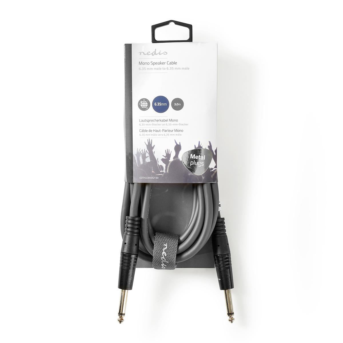 Mono audio cable | 6.35 mm Male | 6.35 mm Male | Nickel Plated | 3.00 m | Round | PVC