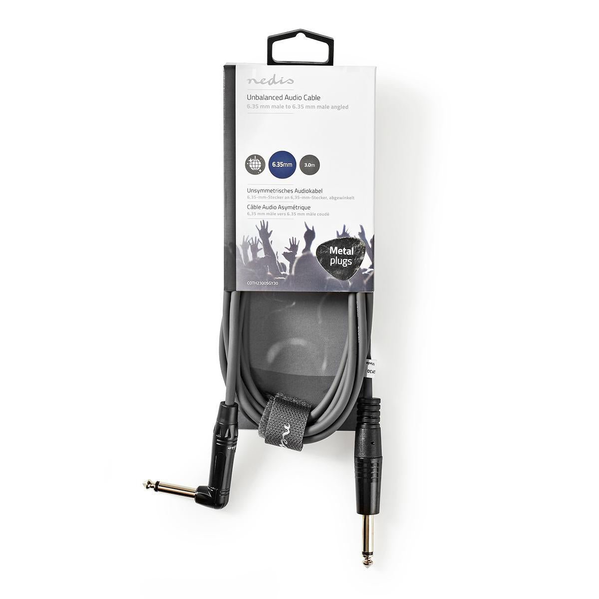 Mono audio cable | 6.35 mm Male | 6.35 mm Male | Nickel Plated | 3.00 m | Round | PVC