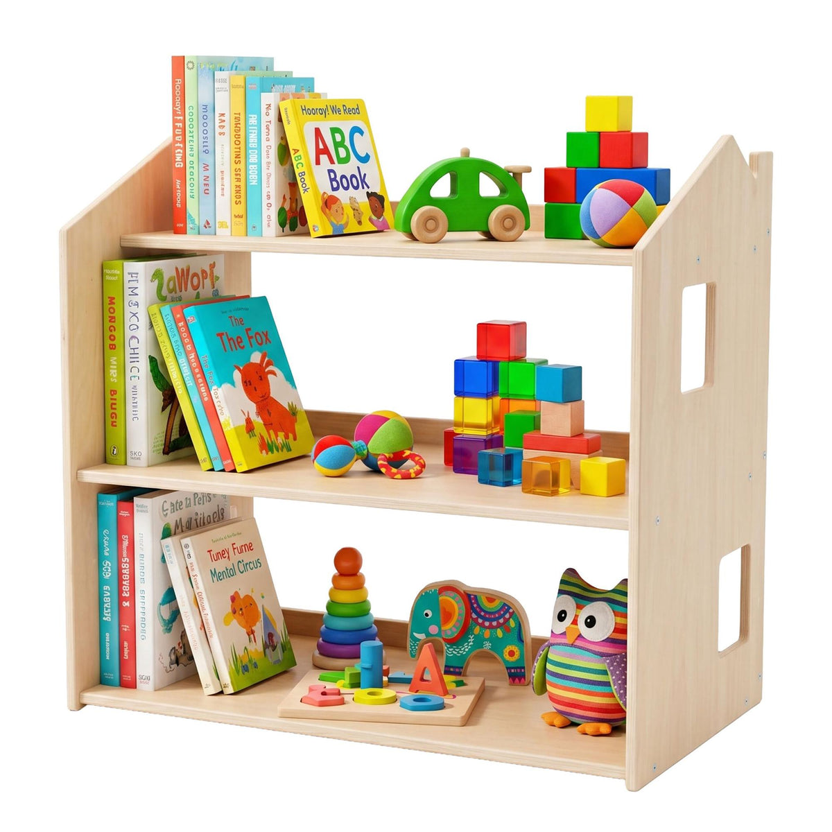 Montessori Children's Bookcase, House-Shaped Shelf