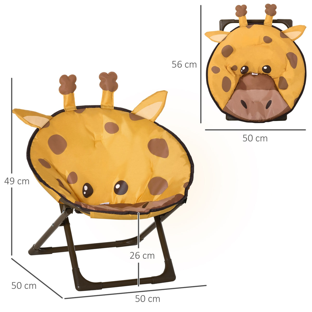 Moon Chair Camping Chair Children Foldable Indoor Outdoor Steel Yellow Ø50X49H Cm