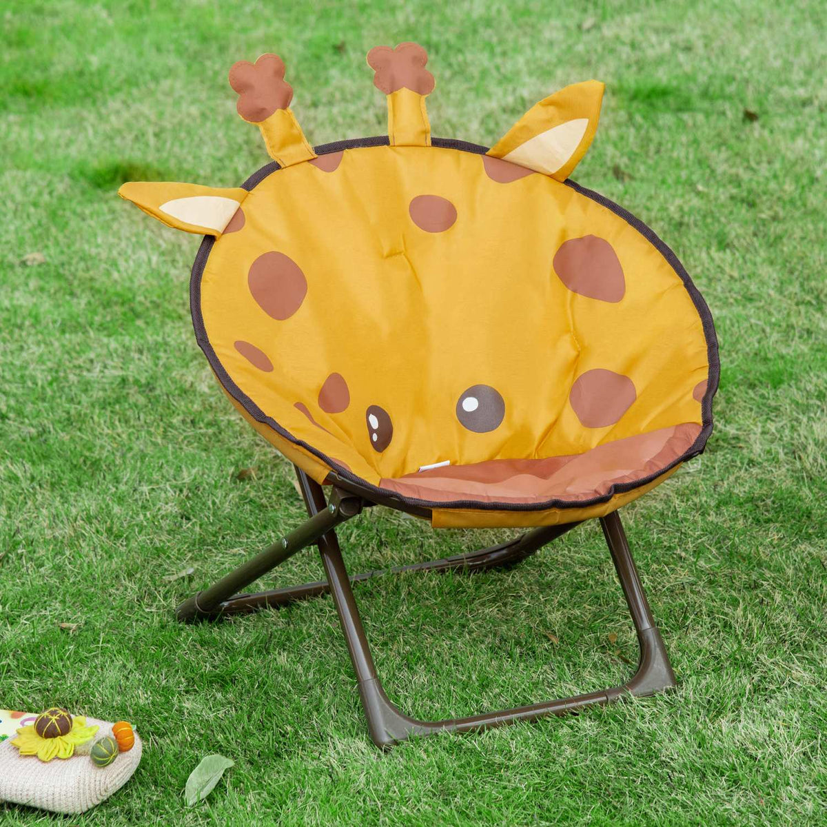 Moon Chair Camping Chair Children Foldable Indoor Outdoor Steel Yellow Ø50X49H Cm