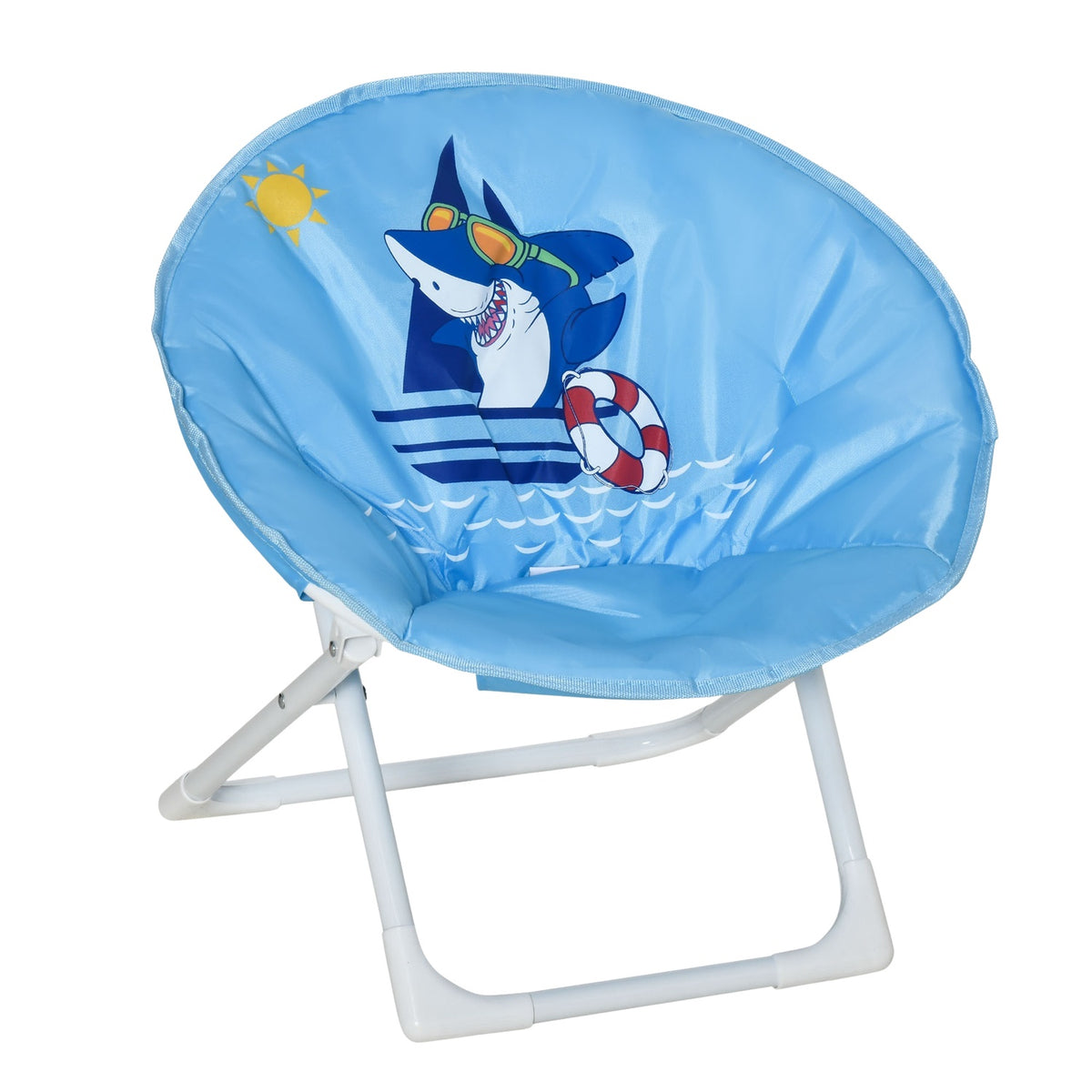 Moonchair Camping Chairs Children'S Moon Chair Foldable Children'S Folding Chair Indoor & Outdoor For Toddler Girls Boys Steel Blue Ø50 X 49H Cm