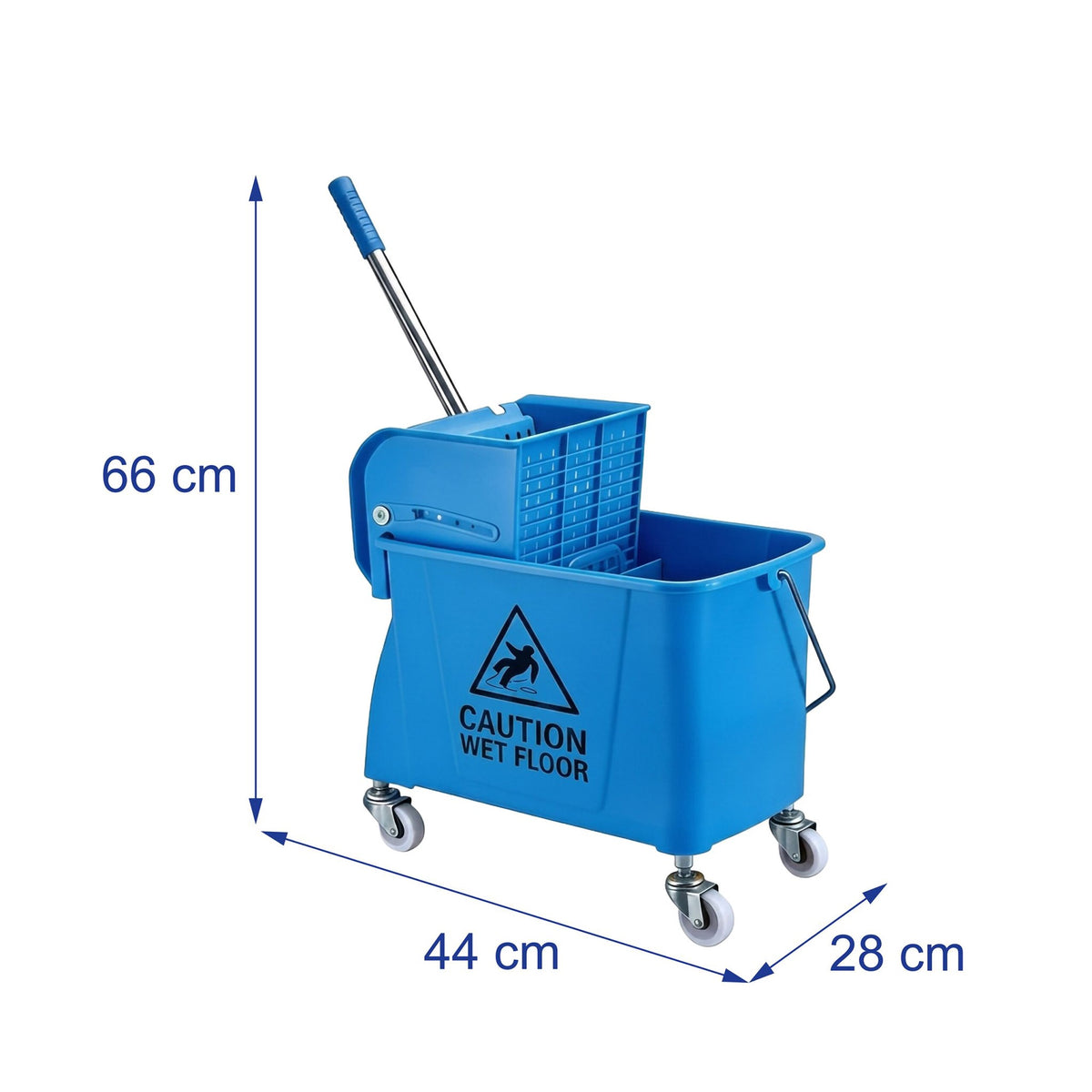 Mop Trolley with Press, Blue, 22L Capacity