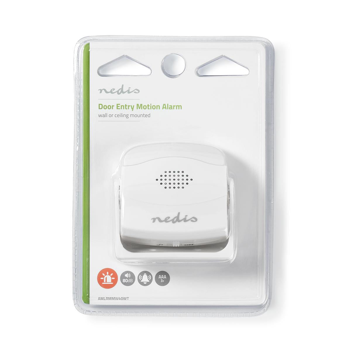 Motion detector Alarm | Battery powered | 3x AAA/LR03 | 80dB| Detector range: 1.10 m | Detector angle: 10 ° | Ceiling / Wall | White