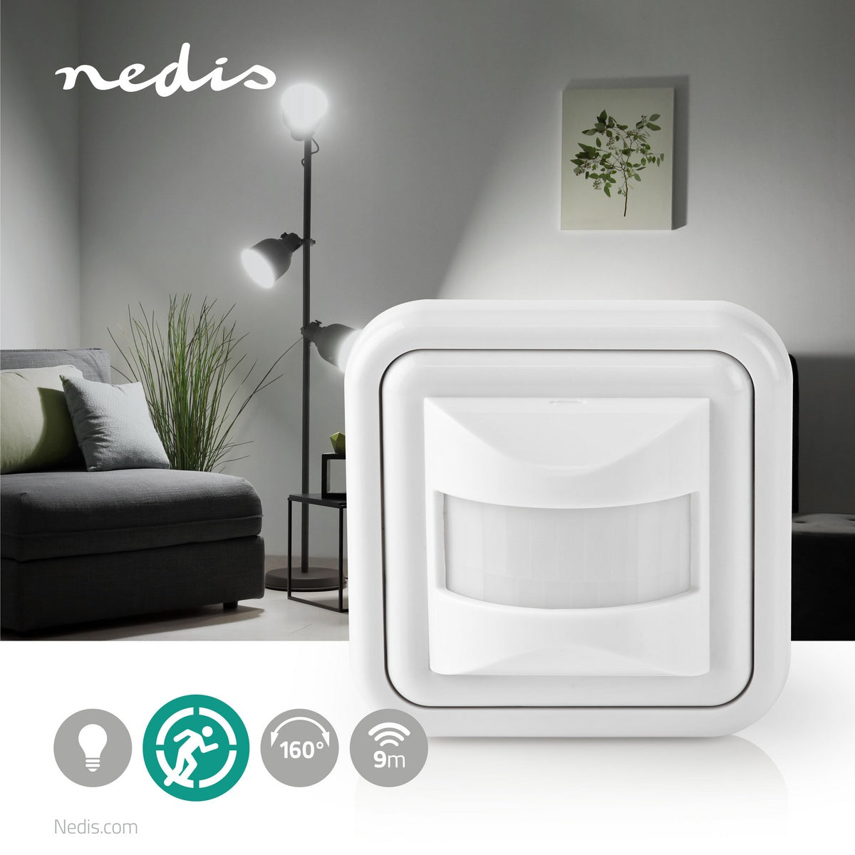 Motion detector | Indoor | 2-wire / 3-Wire | Type F (CEE 7/7) | 160 ° | 5 - 200 W | 200 W | 500 W | 3 - 2000 Lux | Sensor technology: PIR | Sensor range: 0.0 - 9.0 m
